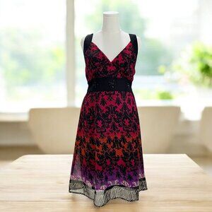 Bohemian Ombre Floral Dress‎ Empire Waist Summer Resort Festival Cottagecore XL